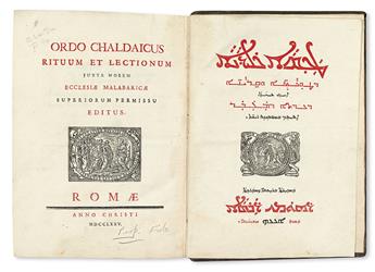 LITURGY, SYRO-MALABAR.  Ordo Chaldaicus rituum et lectionum [Missae Beatorum Apostolorum] juxta morem ecclesiae Malabaricae. 1775-74